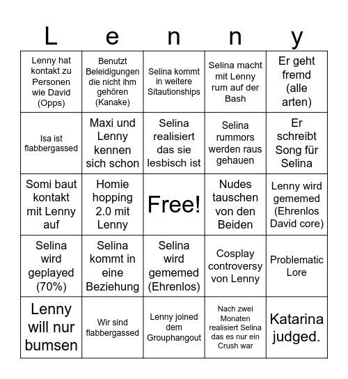 Lenny Bingo Card
