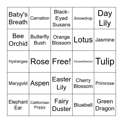 April Showers Bring May Flowers Bingo Card
