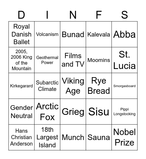Thea Foss Daughters of Norway Bingo Card