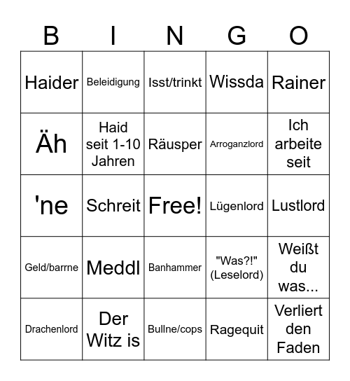 Winglo Bingo Card