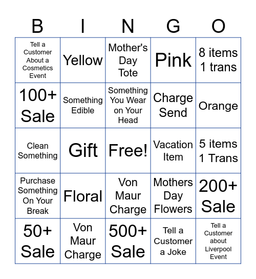 Sell Something... Bingo Board Sat 4/26 Bingo Card