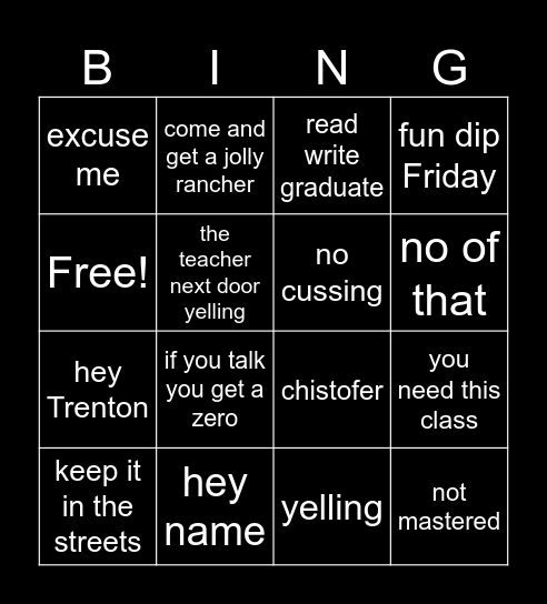 Ms fells Bingo Card