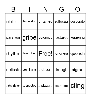 C1-5 Out of the Dust Bingo Card