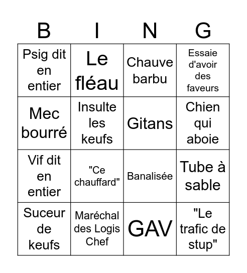 Bingo Gendarmerie Bingo Card