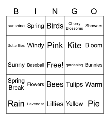 Spring Bingo Card