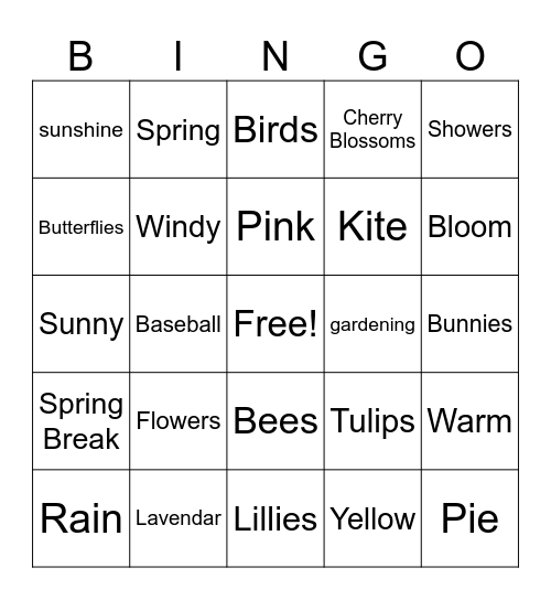 Spring Bingo Card