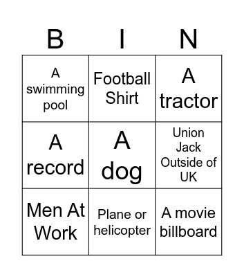 Street View Bingo Card