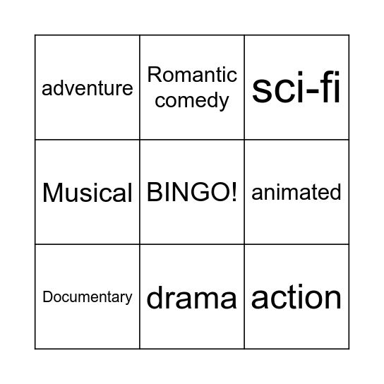 movies Bingo Card