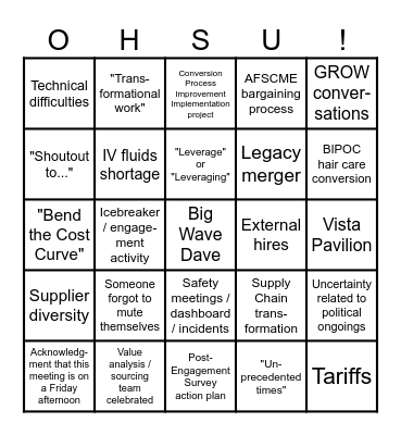 SC&L All Staff Meeting Bingo Card