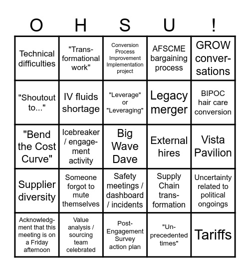 SC&L All Staff Meeting Bingo Card