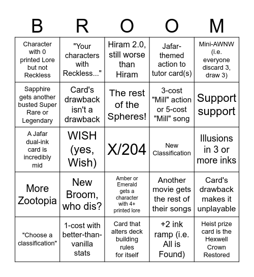 Reign of Jafar Reveal Bingo Card