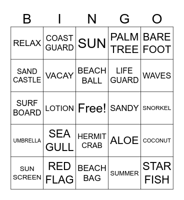 BEACH BLAST Bingo Card