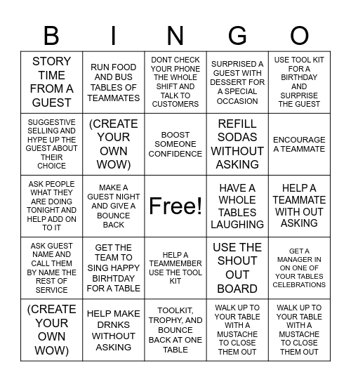 WOW BINGO Card