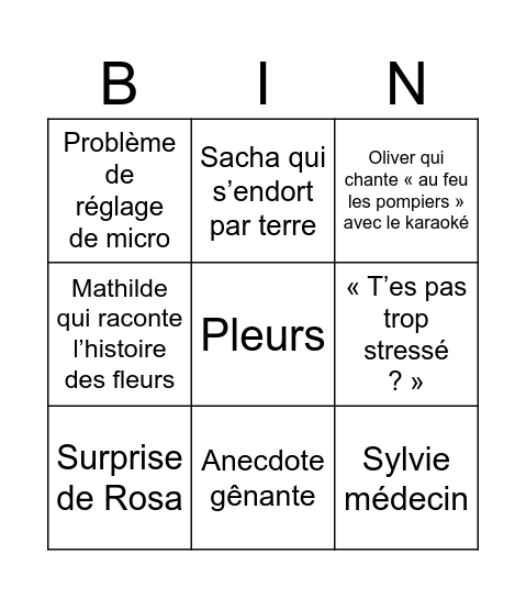 Mariage Math et Rosa Bingo Card