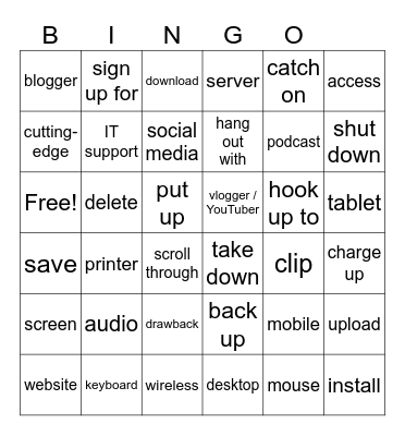 Technology Bingo Card