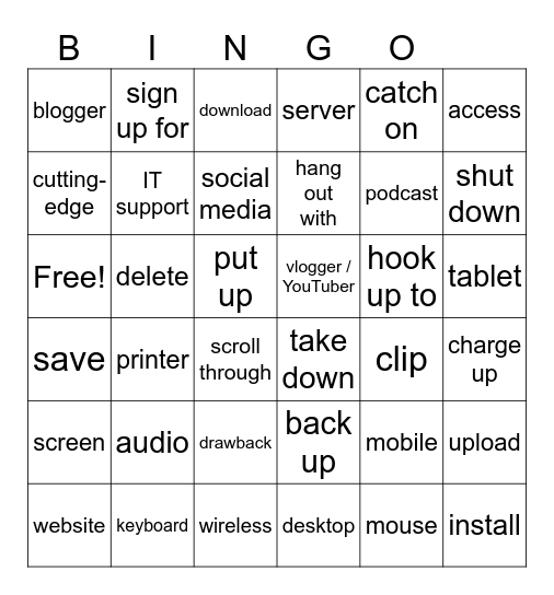 Technology Bingo Card
