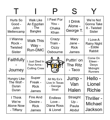 80'S BINGO PART 2 Bingo Card