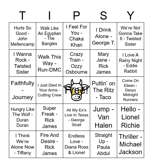 80'S BINGO PART 2 Bingo Card