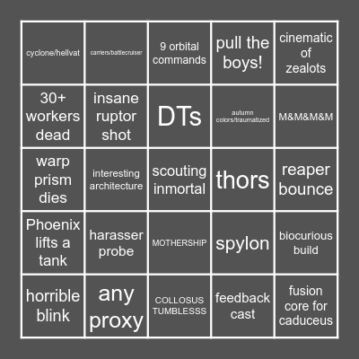TvP Bingo Card