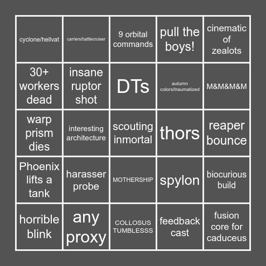 TvP Bingo Card