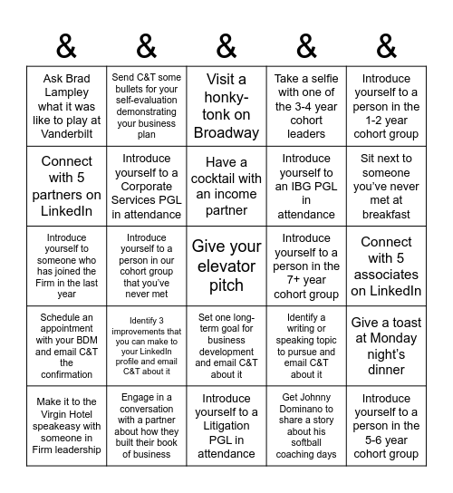 Cohort Bingo Card