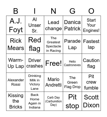 Indy 500 (ViaCU) Bingo Card