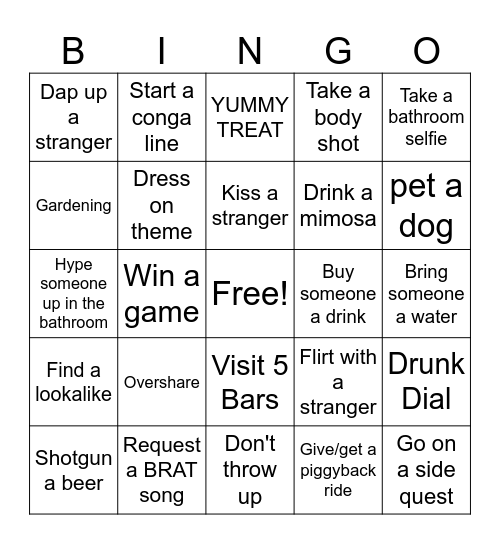 Mimosa Crawl Bingo Card