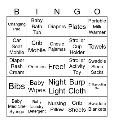 Baby Shower Bingo Card