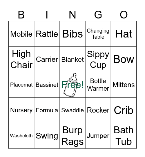 Baby Shower Bingo! Bingo Card