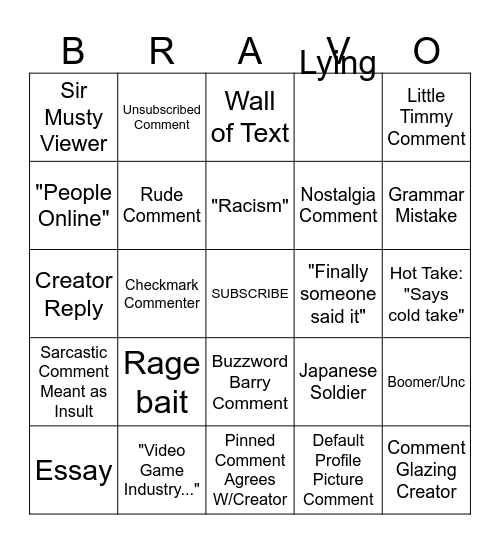 Bravo Six... Going Dark Bingo Card