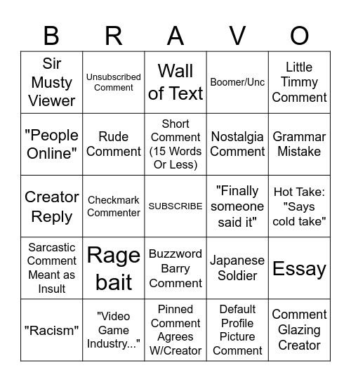 Bravo Six... Going Dark Bingo Card