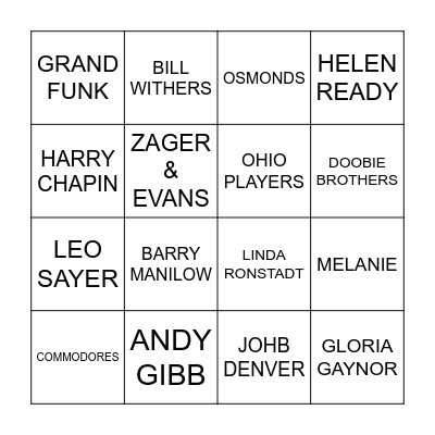 1970 Bingo Card