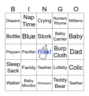 Baby Shower Bingo Card