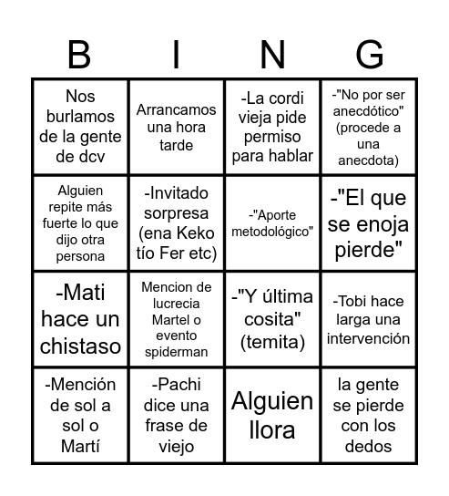 Reunión cns Bingo Card