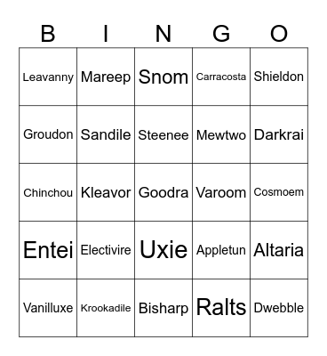 Pokemon Bingo Card