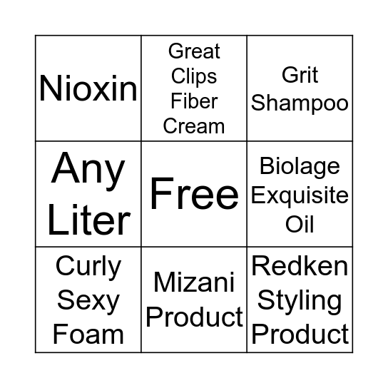 Product Contest Bingo Card