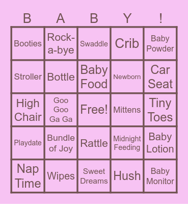 Katrina's Baby Shower Bingo Card