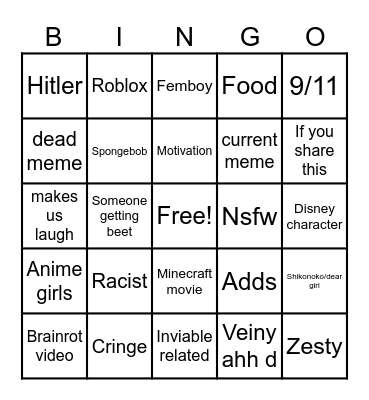 Instagram reel bingo Card