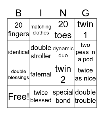 Jong Twins Bingo Card