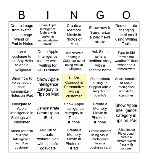 PZ Apple Intelligence Bingo Card