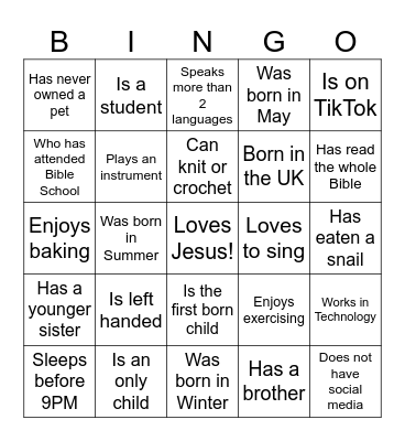 Tabitha Arise BINGO Card