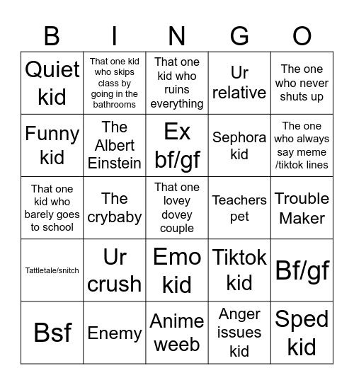 Classmate bingo !! Bingo Card