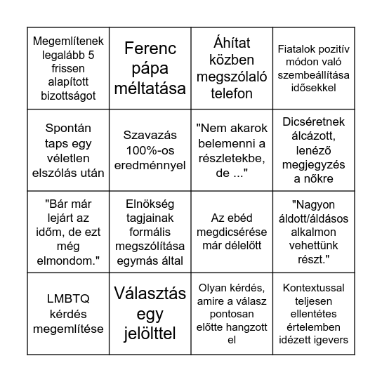 MBE Közgyűlés 2025 - Bingó Bingo Card