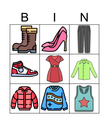 Clothes Bingo Card