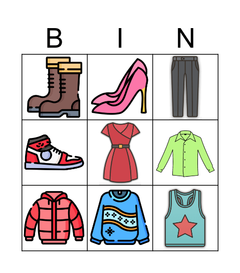 Clothes Bingo Card