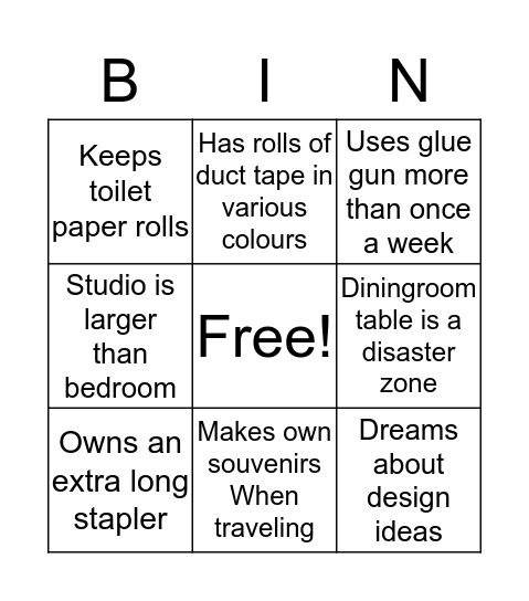 DIY Bingo Card