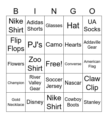 Student Bingo Card