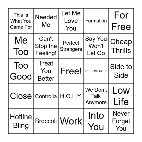 2016 Throwbacks Bingo Card