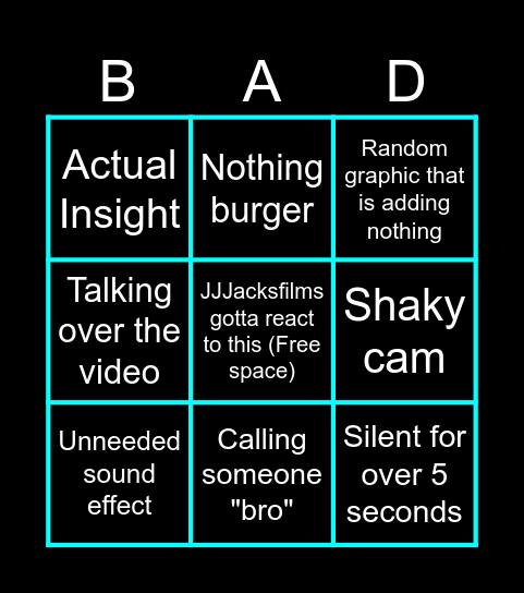 Jacksfilms Sponsor Bingo Card