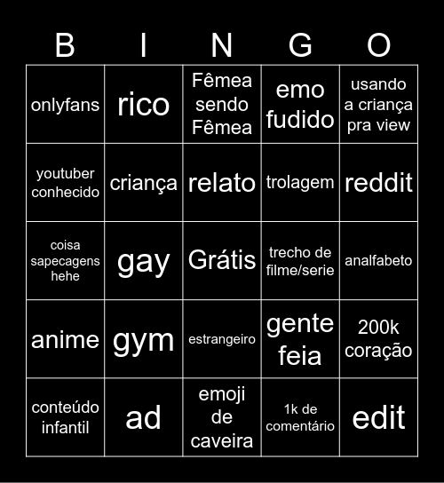 Tikotoko Bingo Card